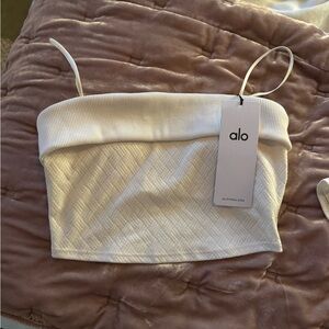 ALO Yoga White Textured Tube Top